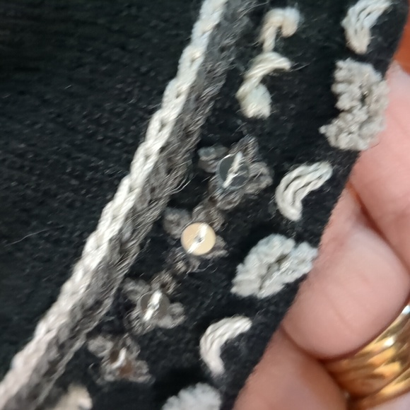 ÉTINCELLE COUTURE* vintage beaded sequined belted long sleeve wool blend sweater - Picture 9 of 12